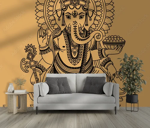Słoneczny bóstw Ganesha w złotych odcieniach