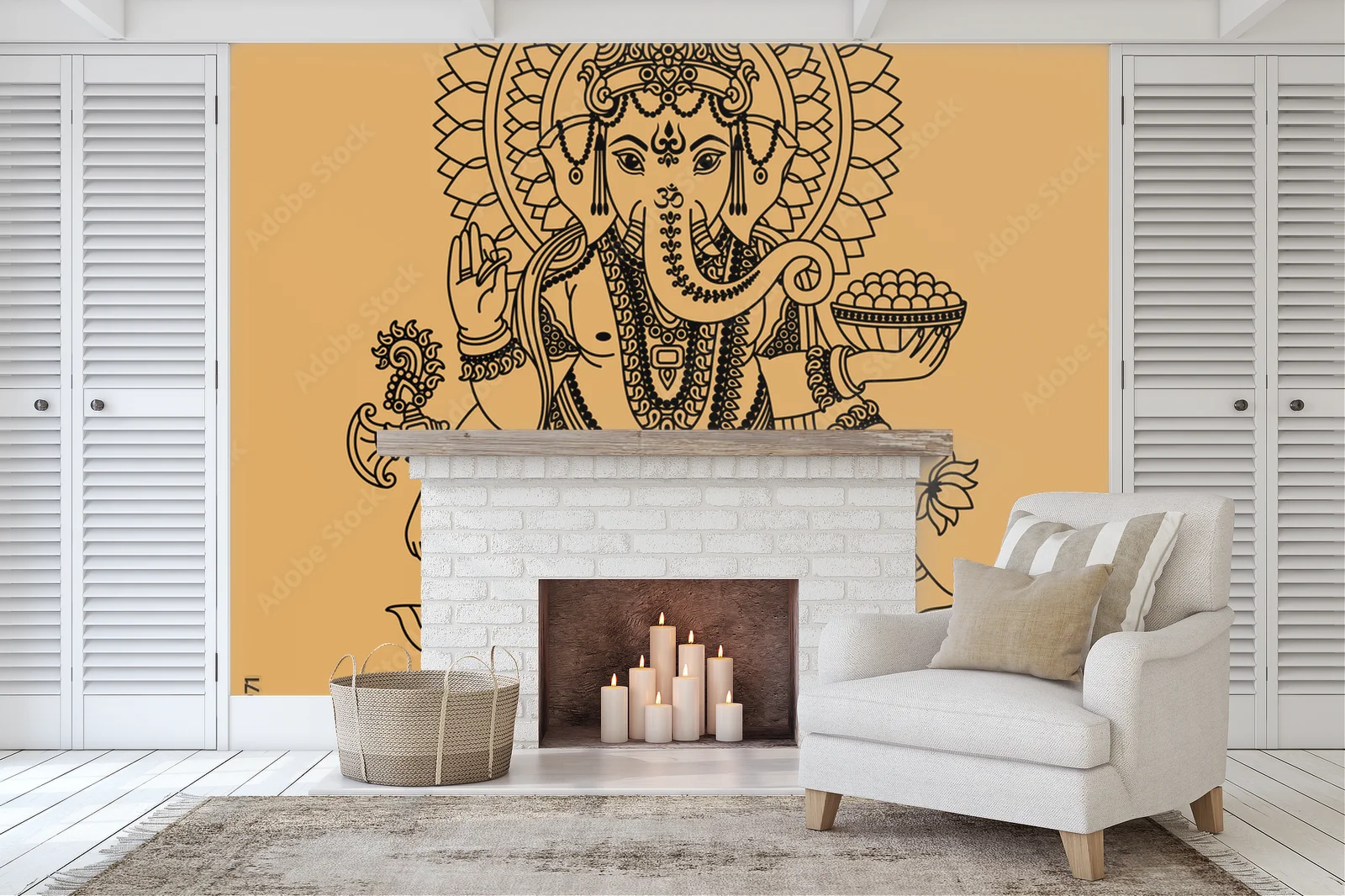 Słoneczny bóstw Ganesha w złotych odcieniach
