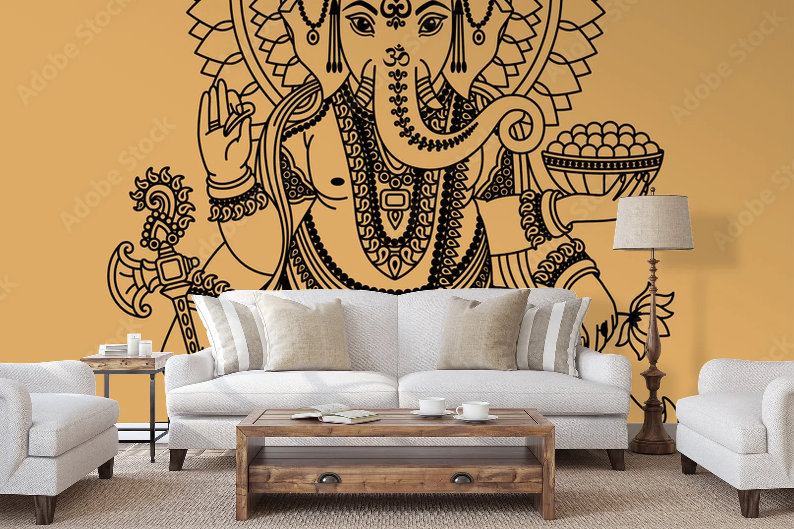 Słoneczny bóstw Ganesha w złotych odcieniach