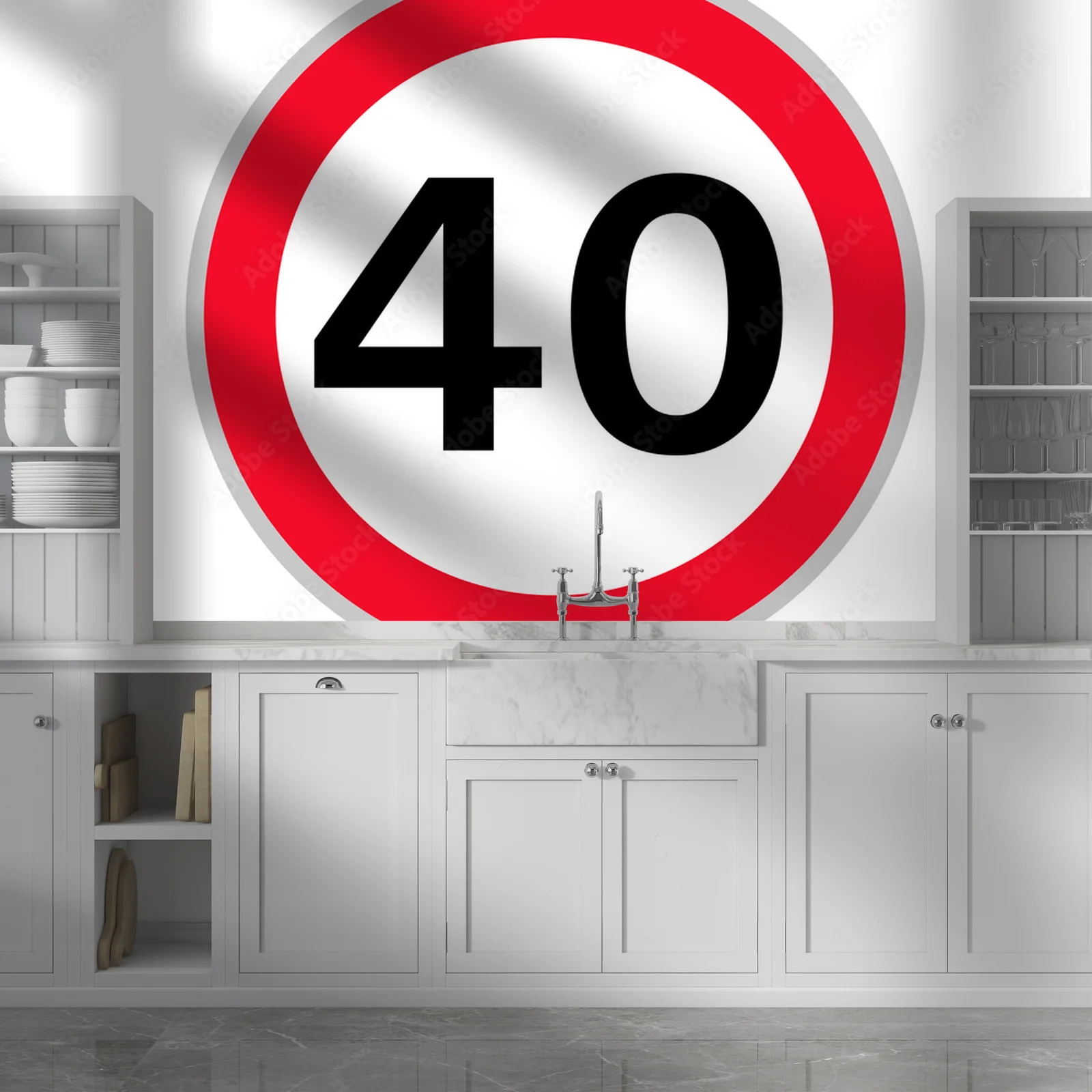 Znak drogowy 40 km/h w barwach bezpieczeństwa