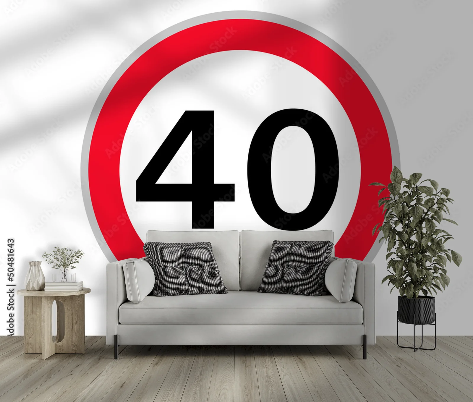 Znak drogowy 40 km/h w barwach bezpieczeństwa
