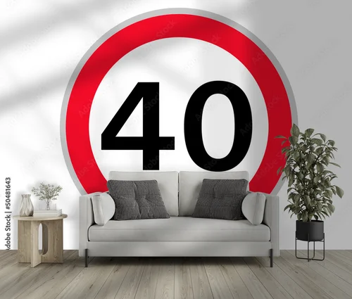 Znak drogowy 40 km/h w barwach bezpieczeństwa