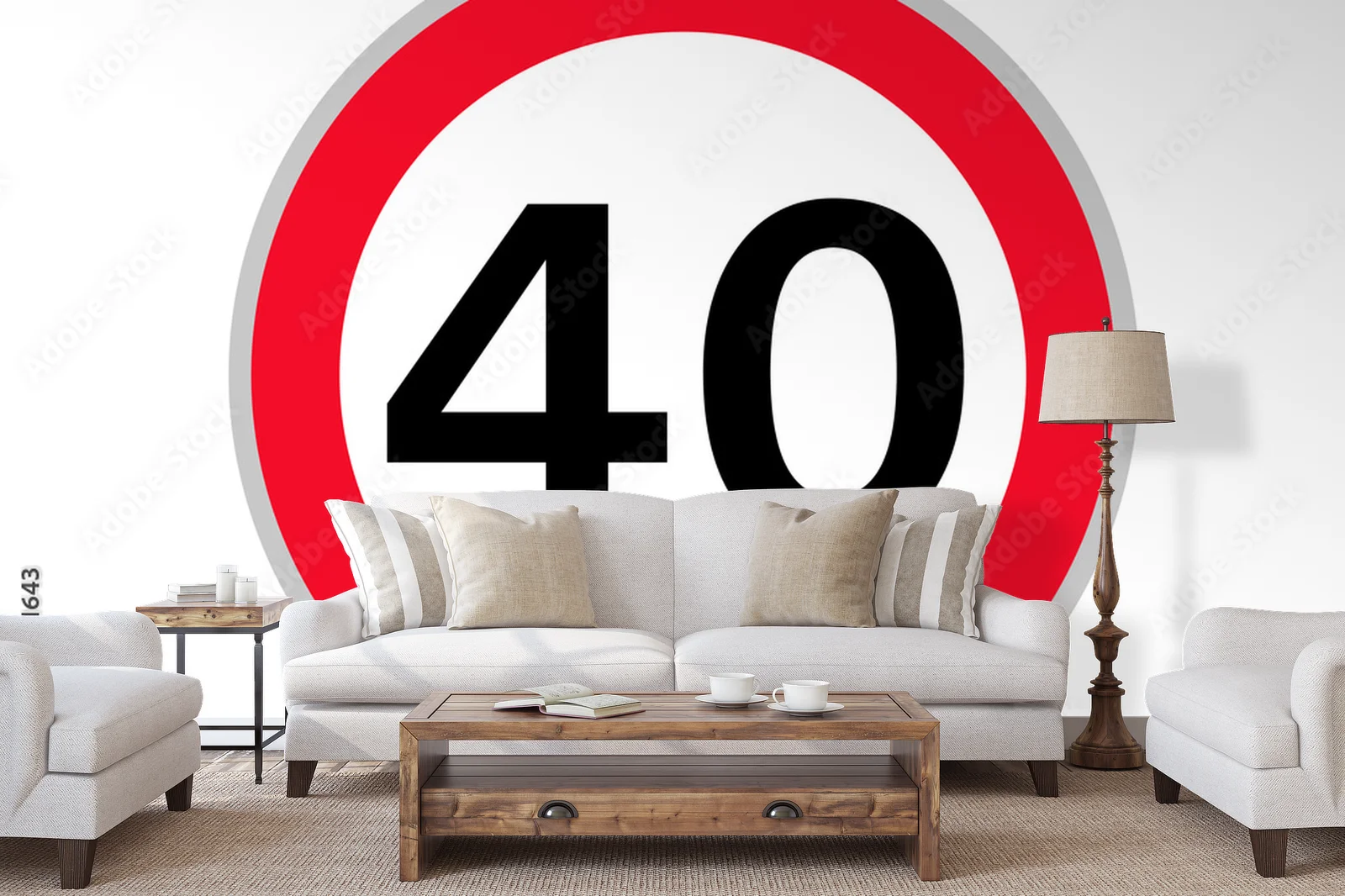 Znak drogowy 40 km/h w barwach bezpieczeństwa