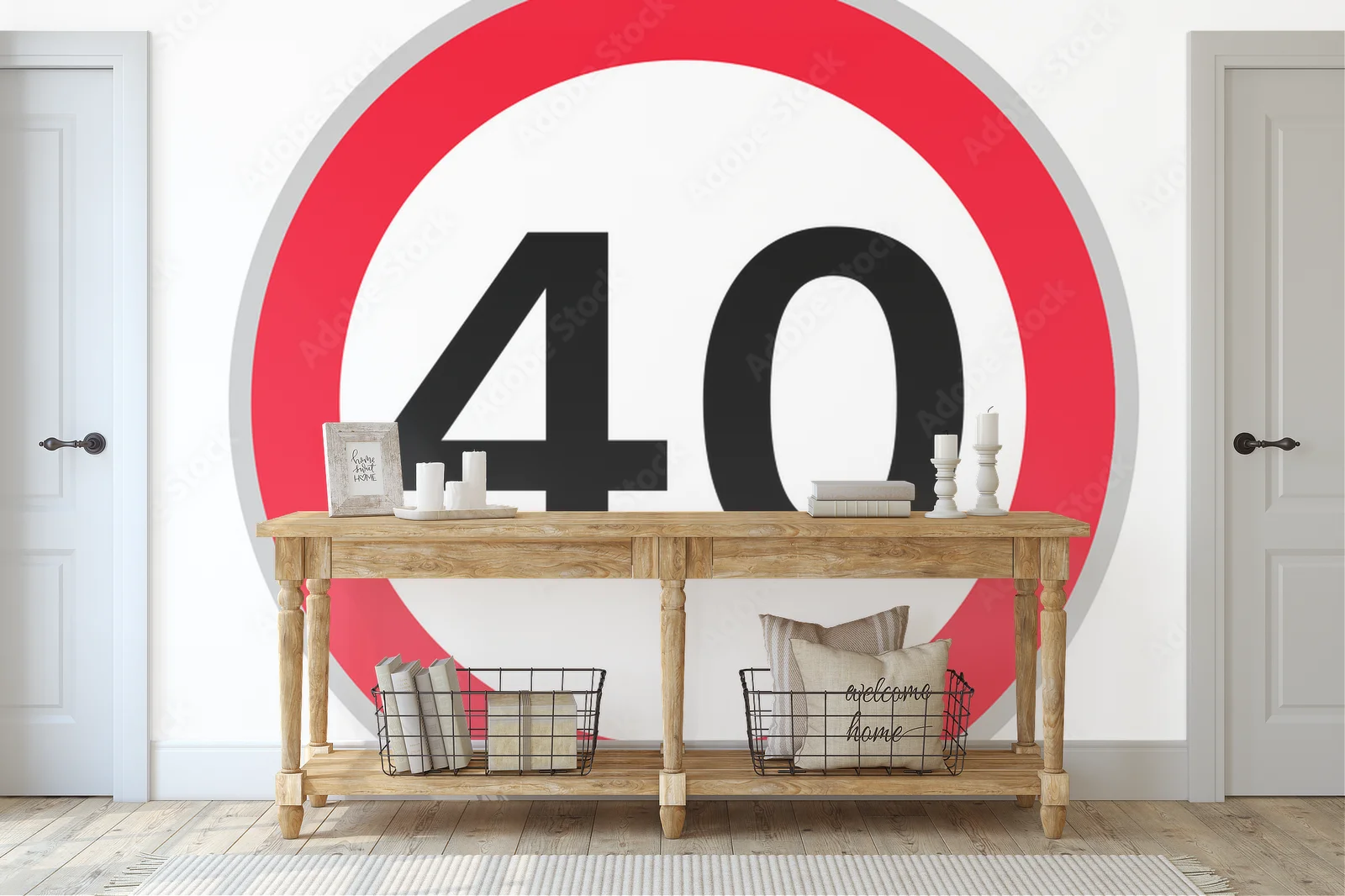 Znak drogowy 40 km/h w barwach bezpieczeństwa