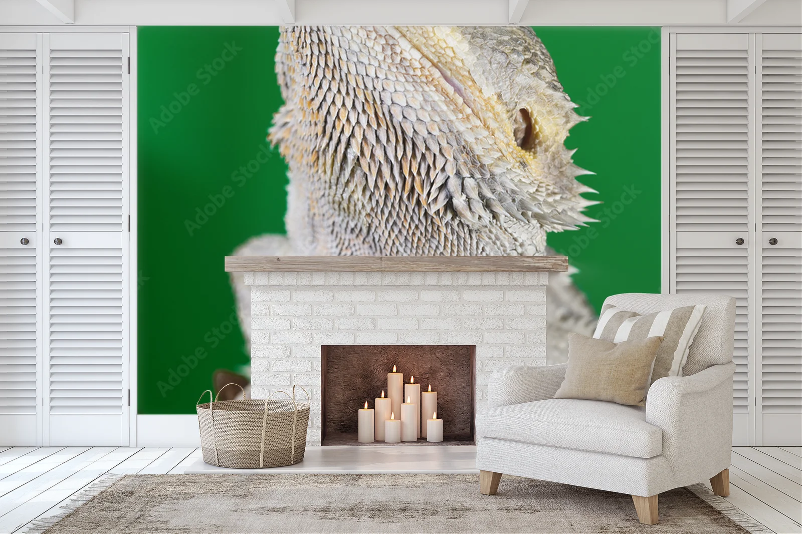 Elegancki bearded dragon na tle zieleni