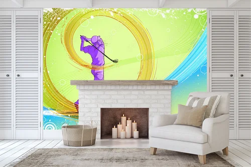 Słoneczny golfowy świat w pastelowych odcieniach