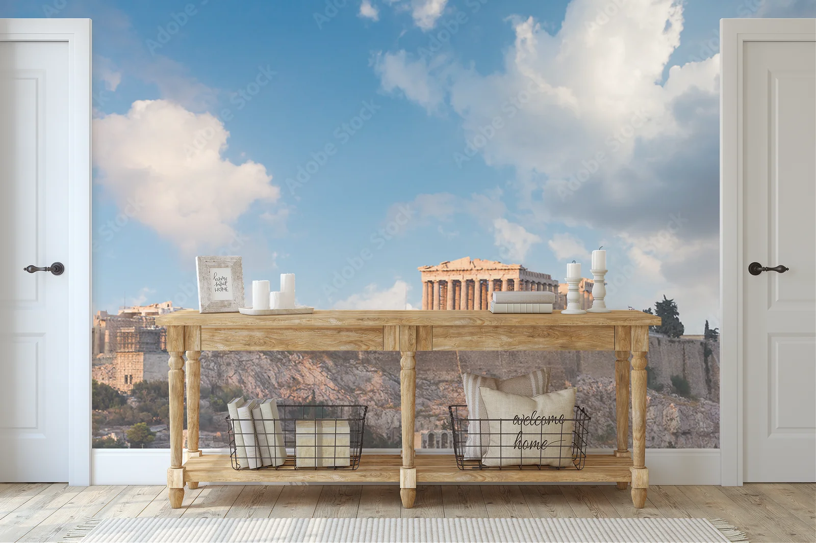 Imponujący Parthenon w bluźniących odcieniach nieba