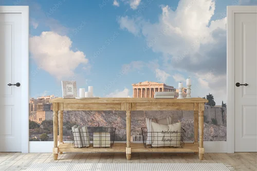 Imponujący Parthenon w bluźniących odcieniach nieba