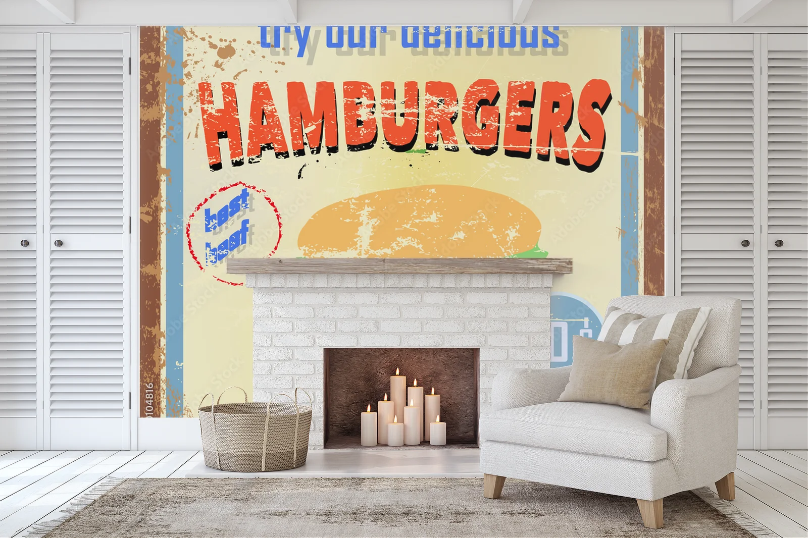 Nostalgiczny znak hamburgera w rustykalnym stylu