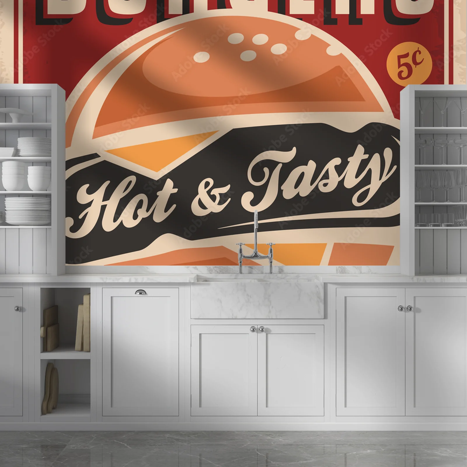 Nostalgiczny plakat burgerowy w stylu retro