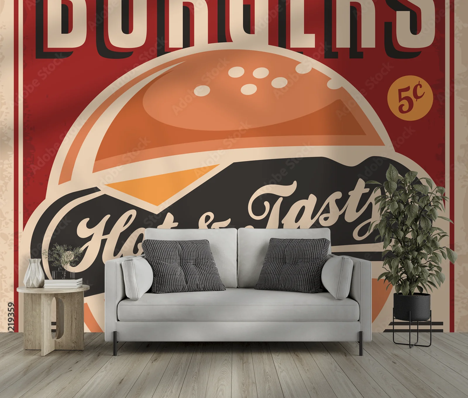 Nostalgiczny plakat burgerowy w stylu retro