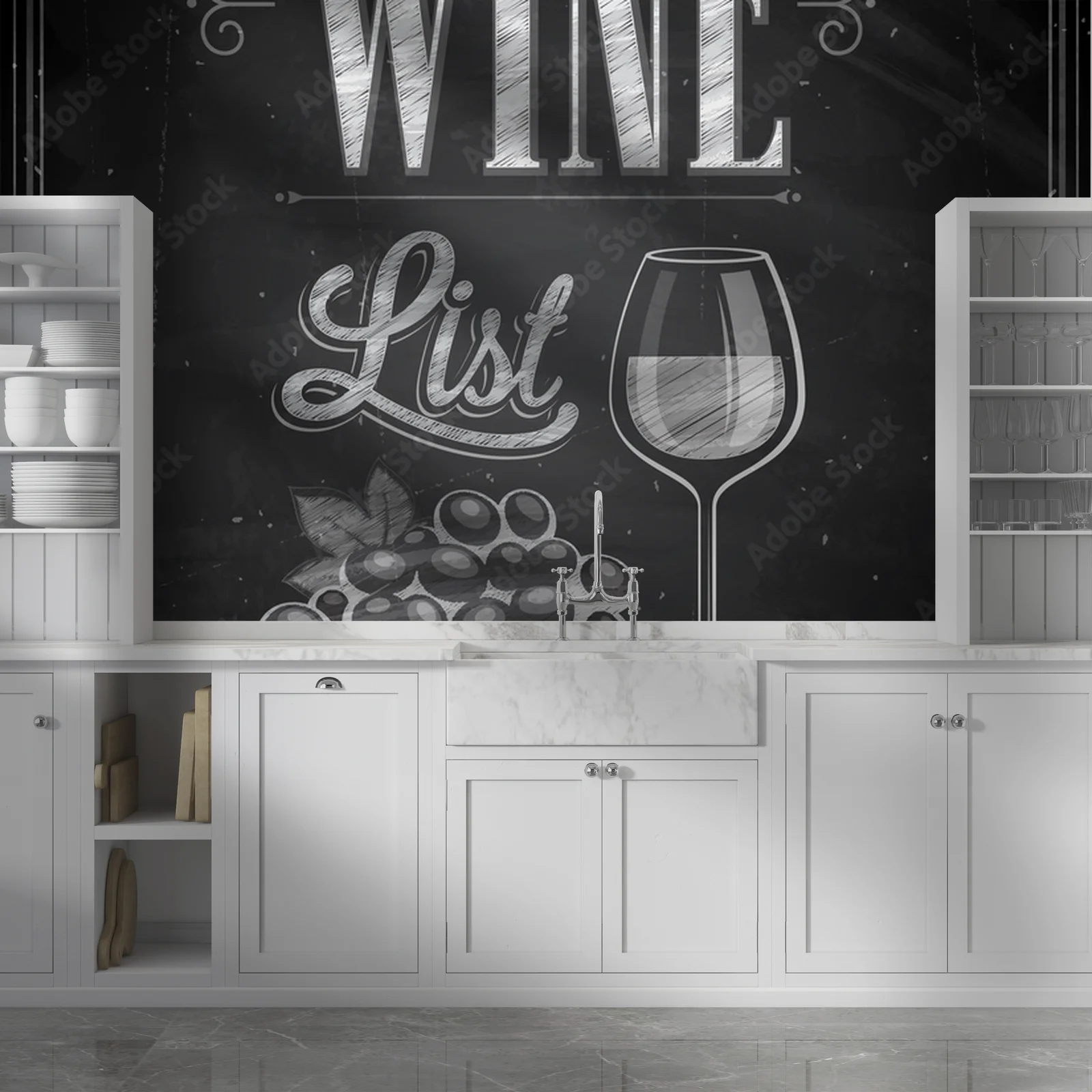 Vintage Wine List Poster w eleganckiej czerni