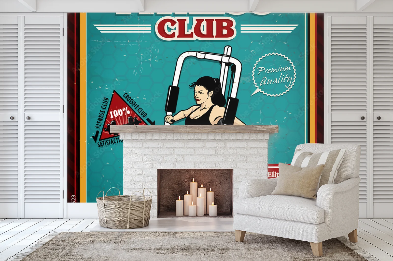 Vintageowy plakat fitnessowy w morskim odcieniu
