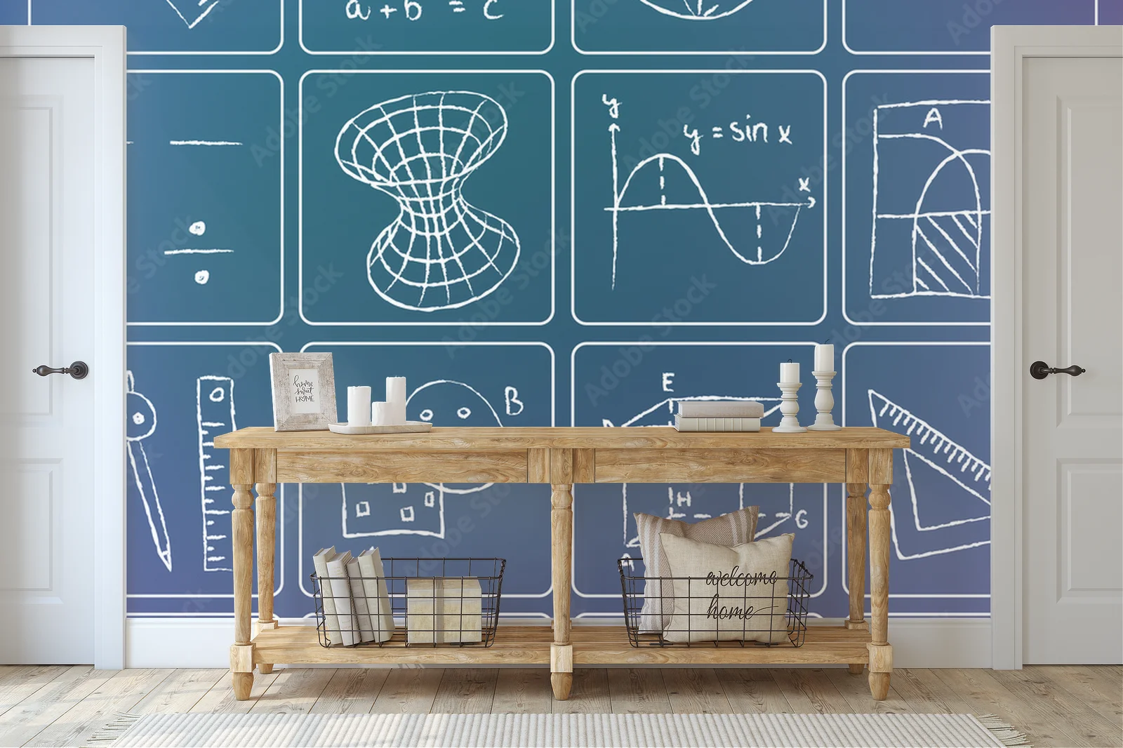 Aranżacja matematycznych ikon w intensywnych tonacjach