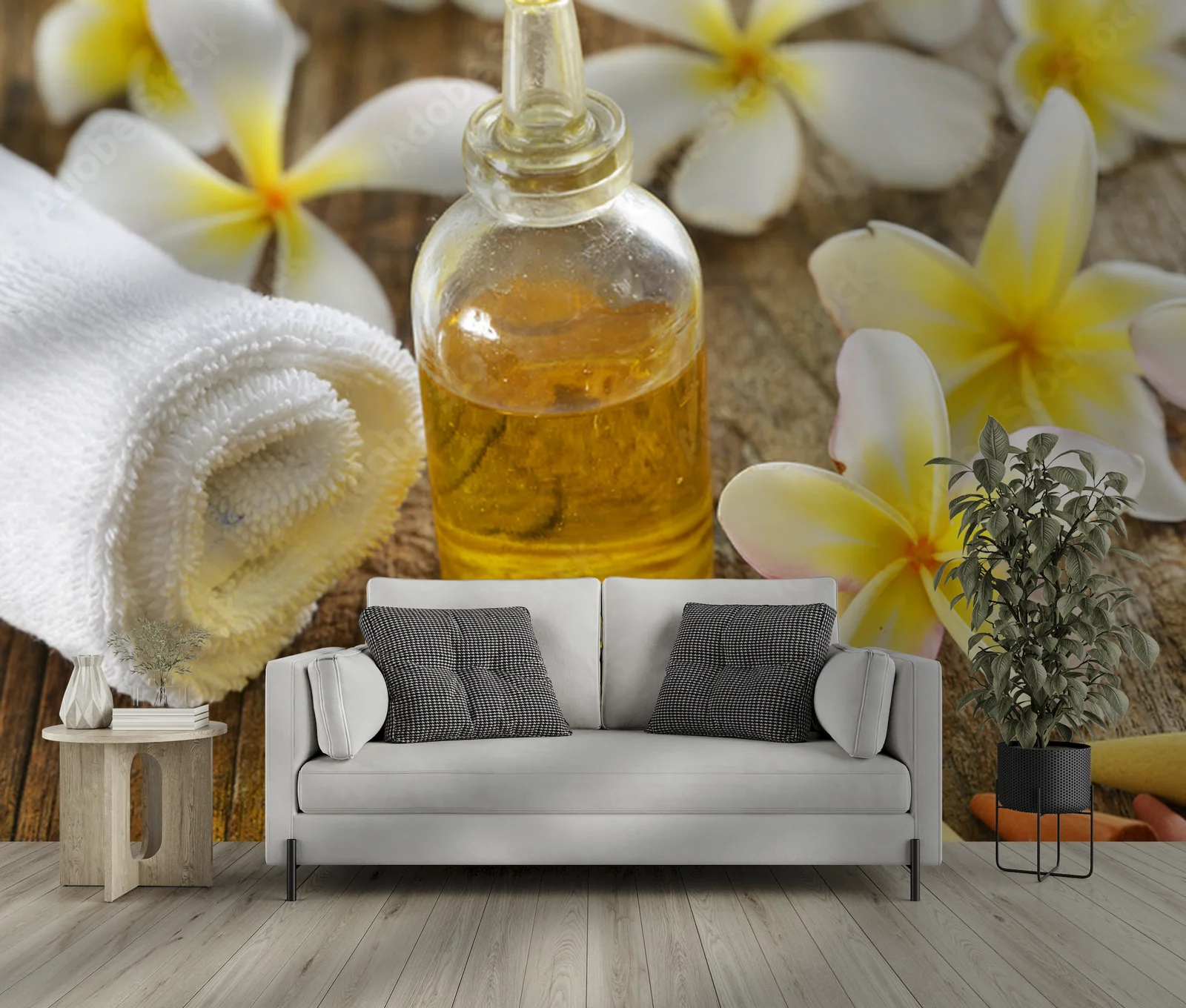 Tropikalna harmonia – frangipani w pastelowej scenerii