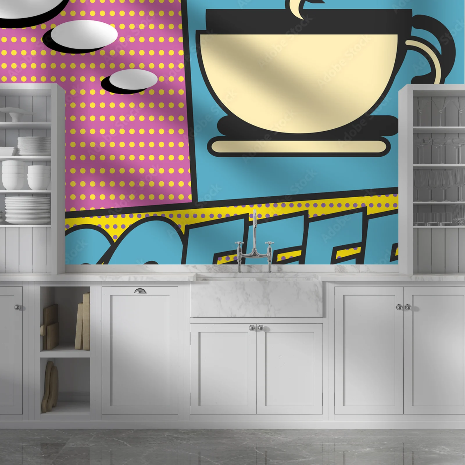 Energia pop art w miękkich, turkusowych barwach