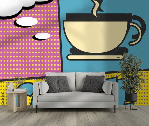 Energia pop art w miękkich, turkusowych barwach