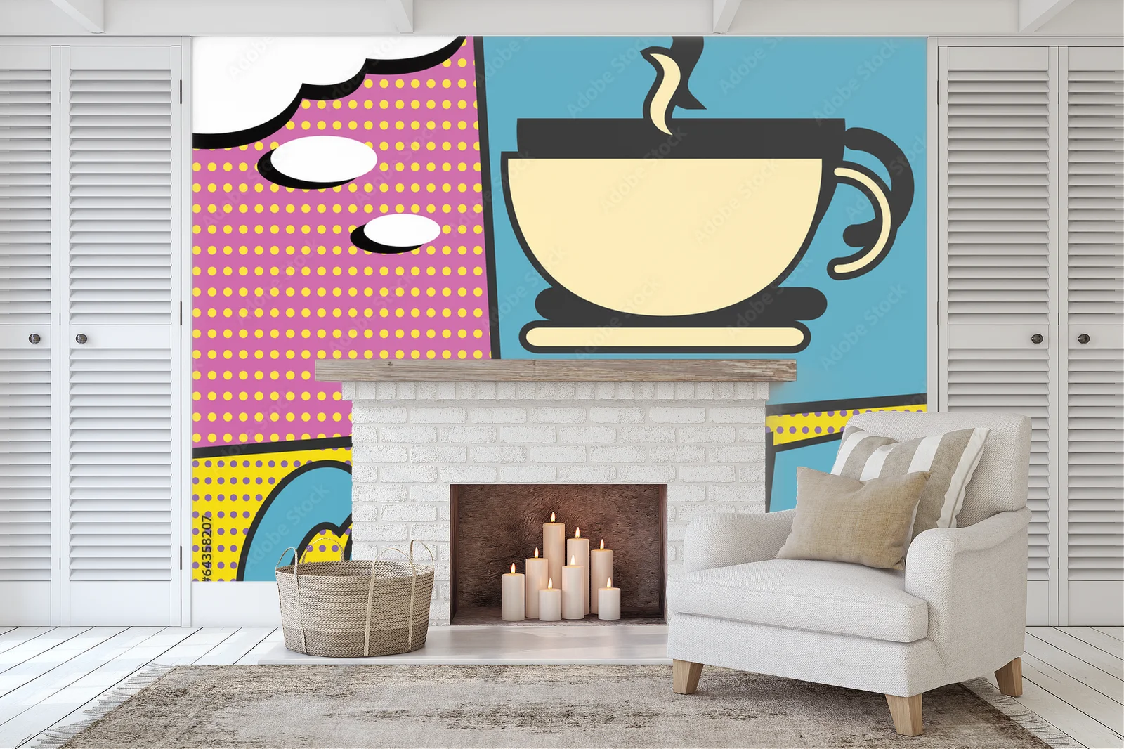 Energia pop art w miękkich, turkusowych barwach