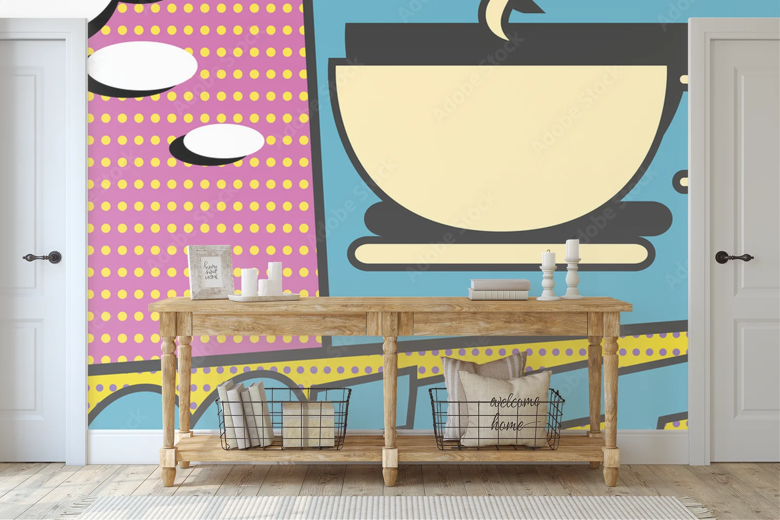 Energia pop art w miękkich, turkusowych barwach
