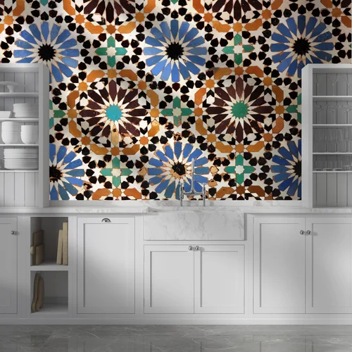 Elegancka mozaika z Marrakechu w stonowanej kolorystyce