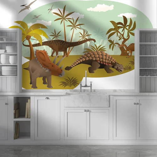Zaczarowany świat dinozaurów w pastelowych kolorach