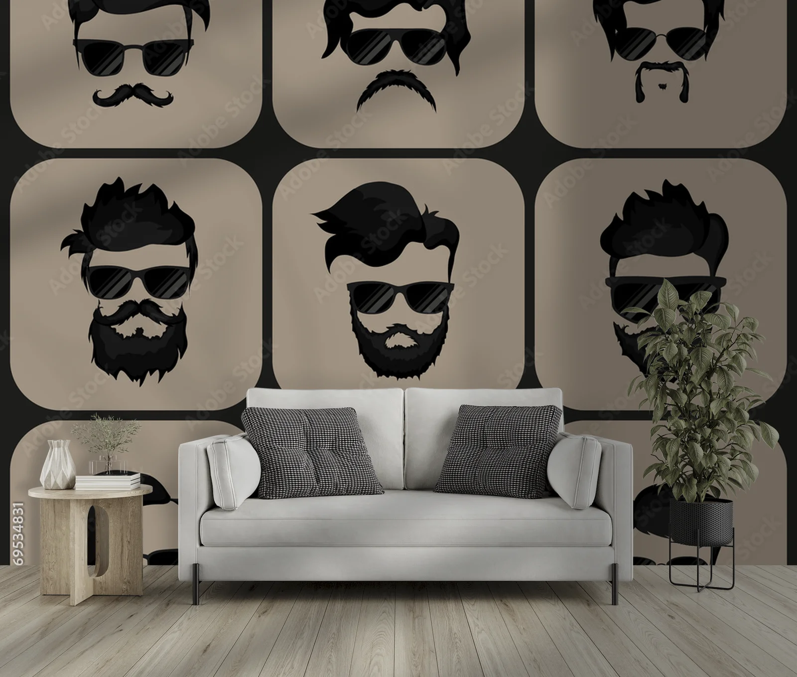 Stylowy hipster z eleganckim wąsem i zarostem