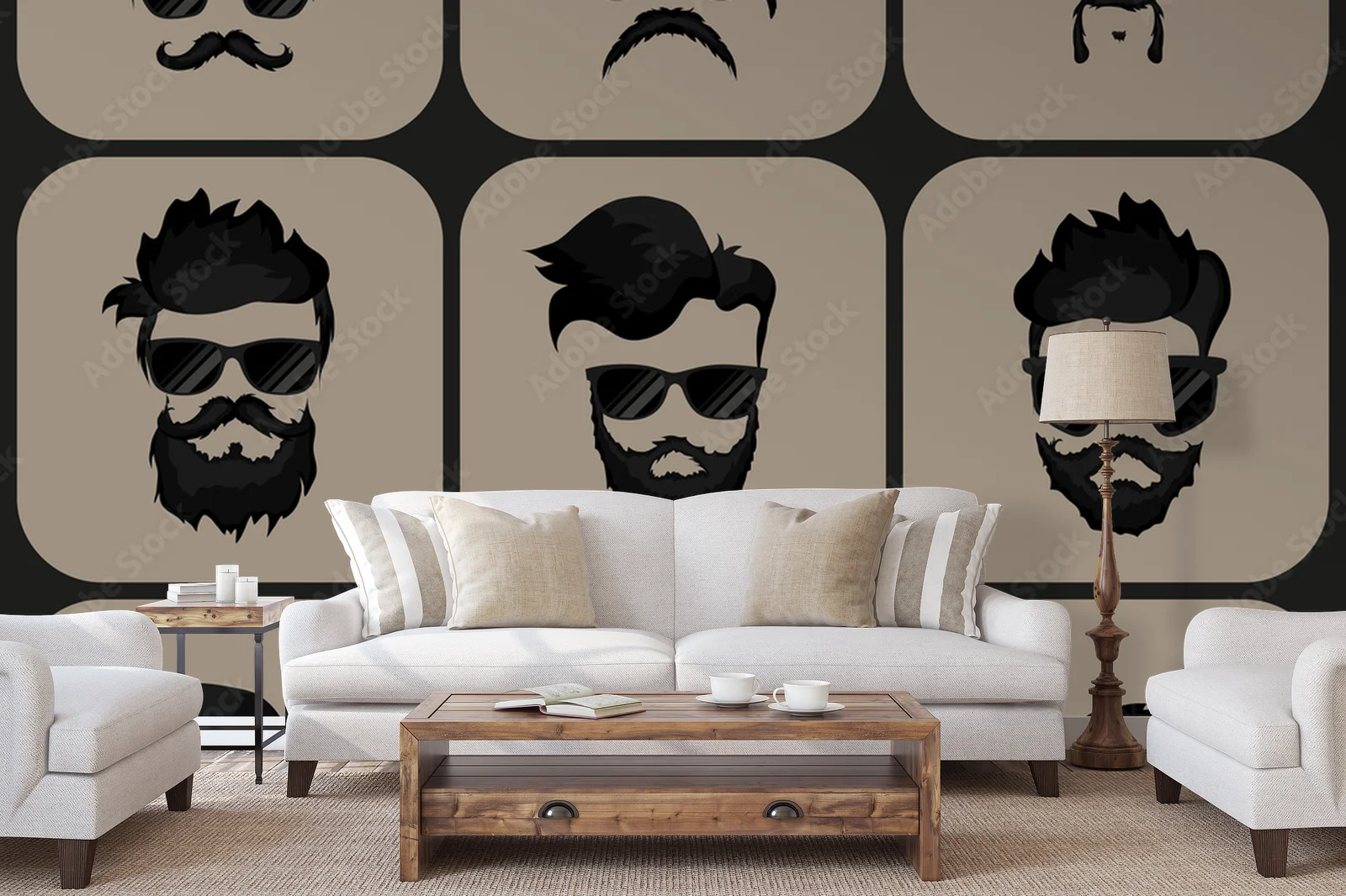 Stylowy hipster z eleganckim wąsem i zarostem