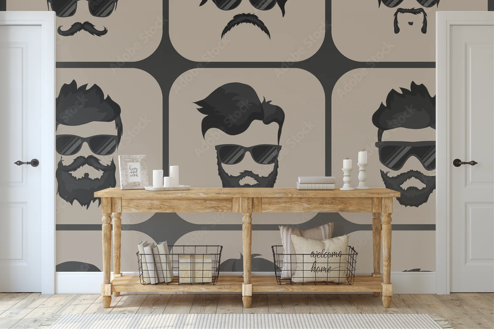 Stylowy hipster z eleganckim wąsem i zarostem