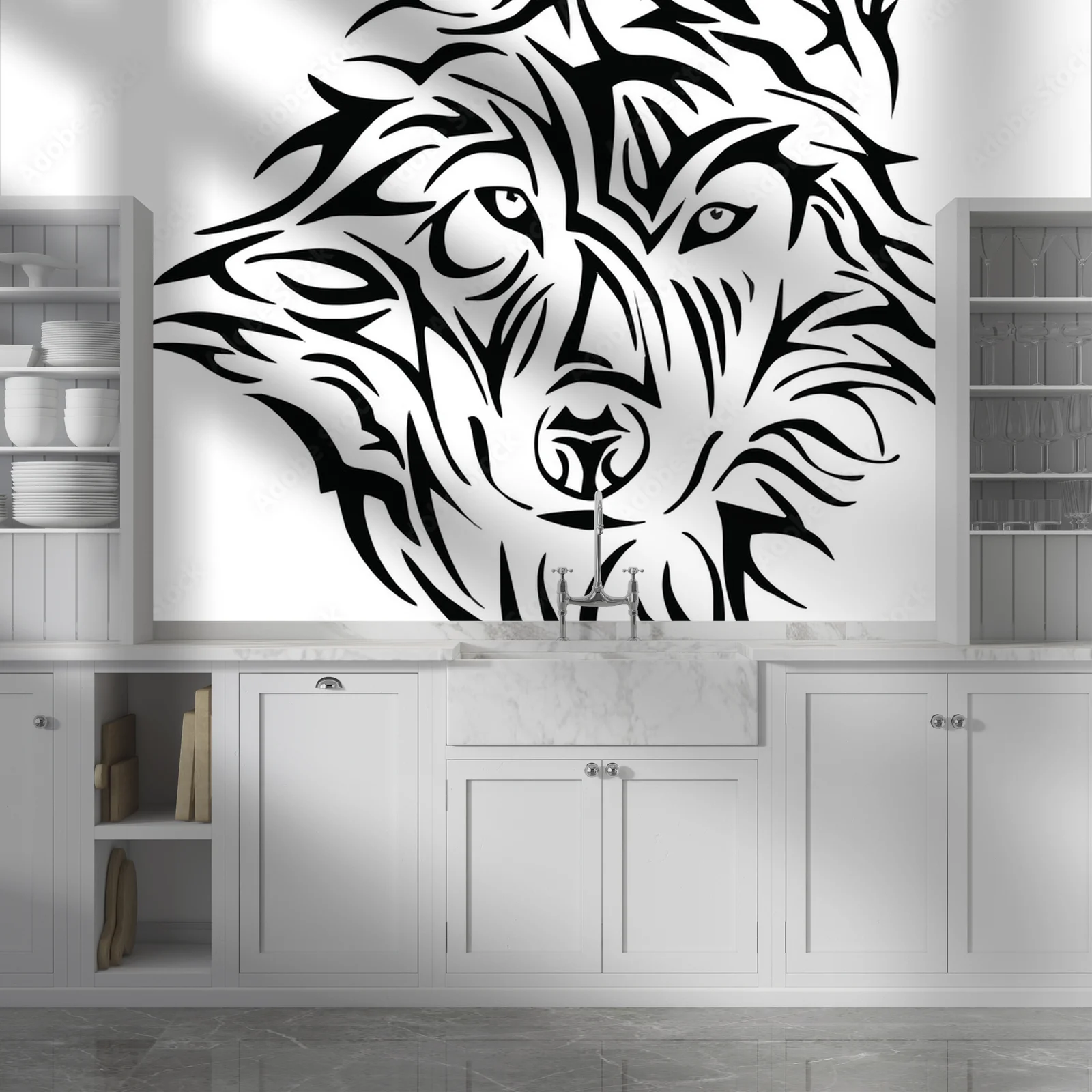 Fierce Wolf Emblem in Striking Black and White