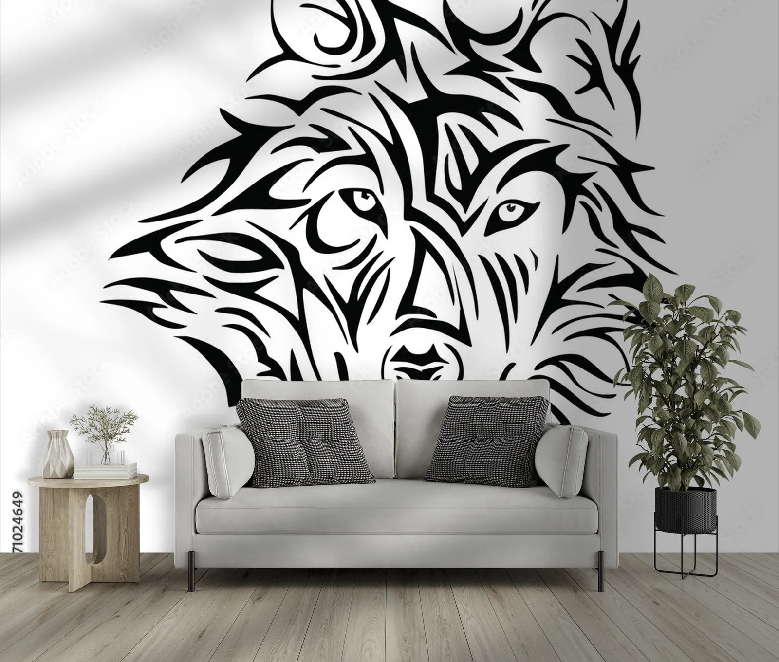 Fierce Wolf Emblem in Striking Black and White
