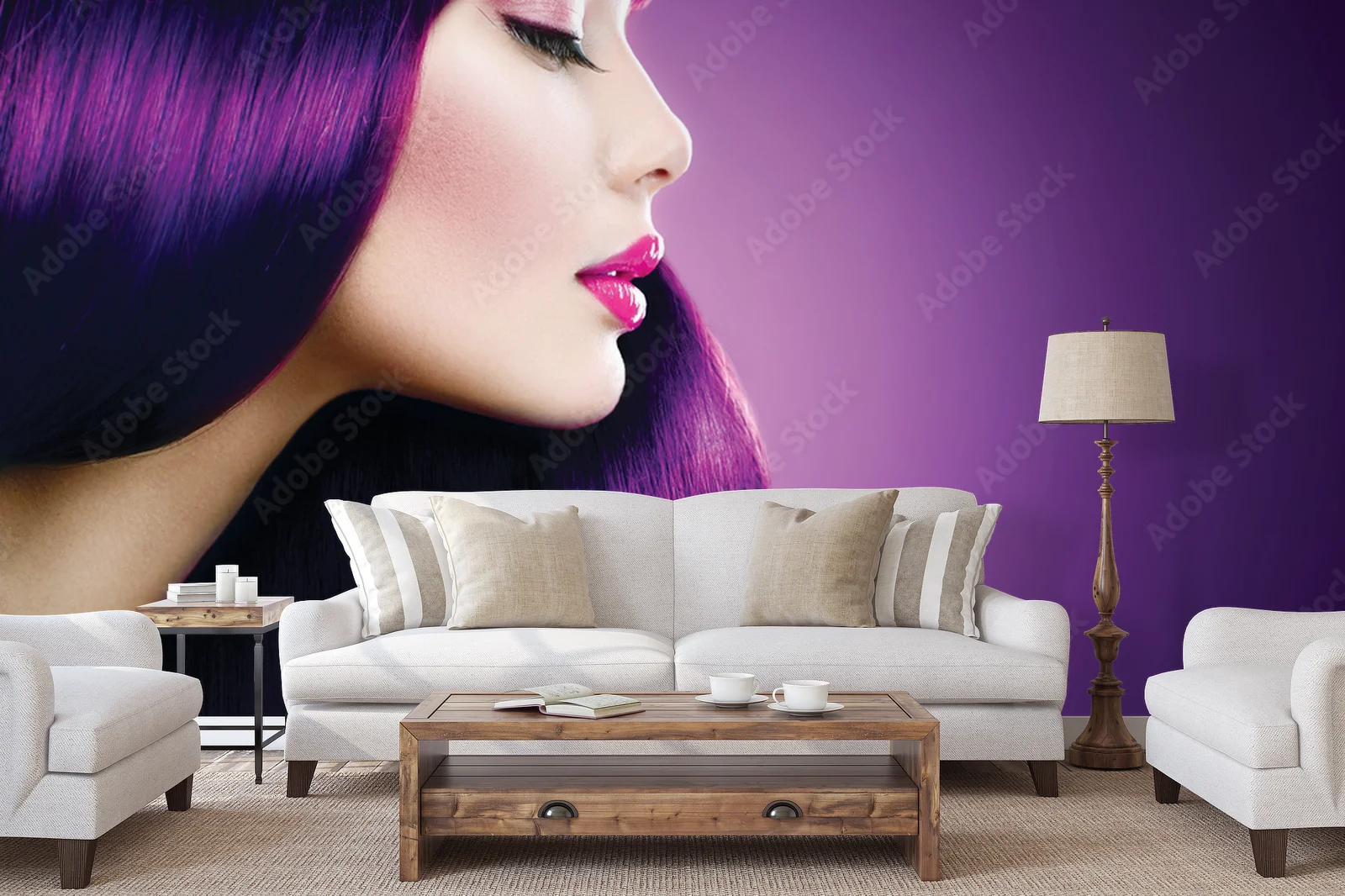 Zjawiskowa femme fatale w purpurowym blasku
