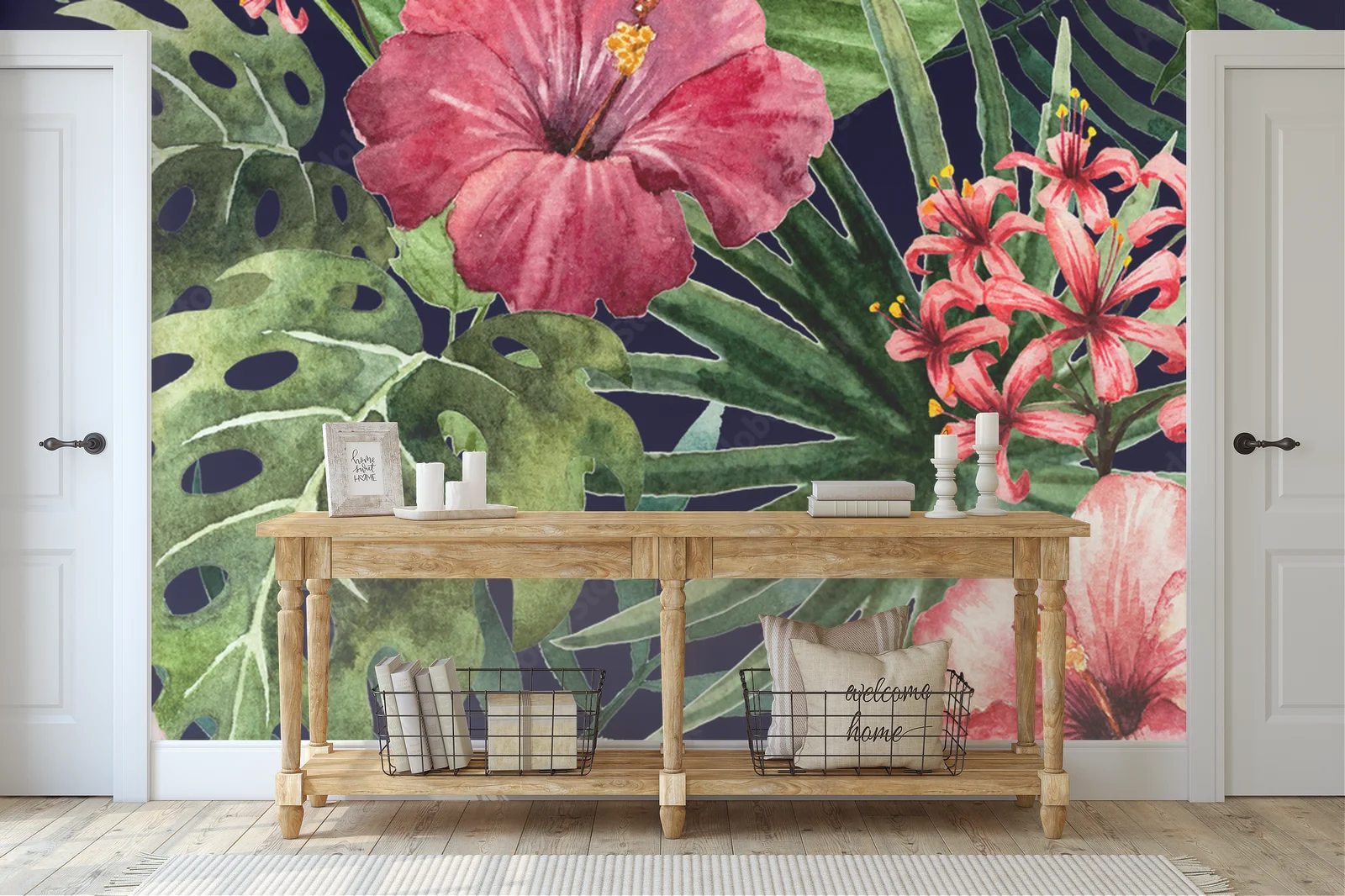 Tropikalny urok orchidei i hibiskusa w akwareli