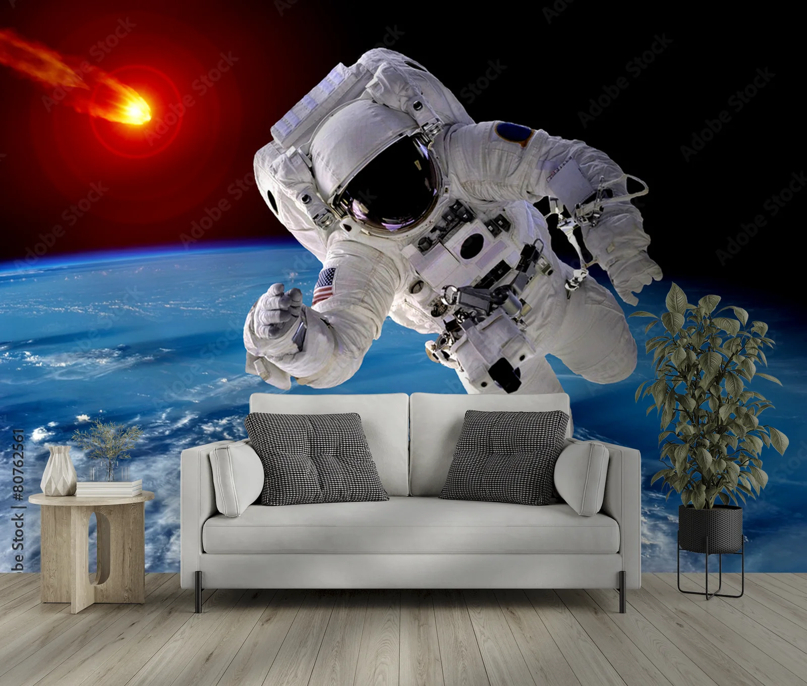 Kosmicznie fascynująca kompozycja astronauty i meteorytu