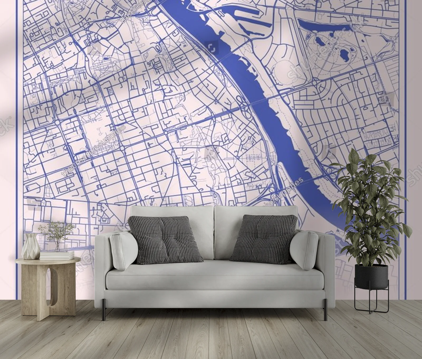 Warszawski mapa w pastelowych odcieniach