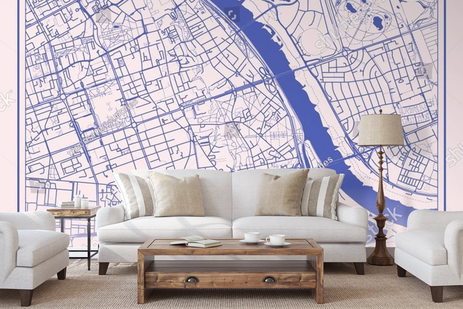 Warszawski mapa w pastelowych odcieniach