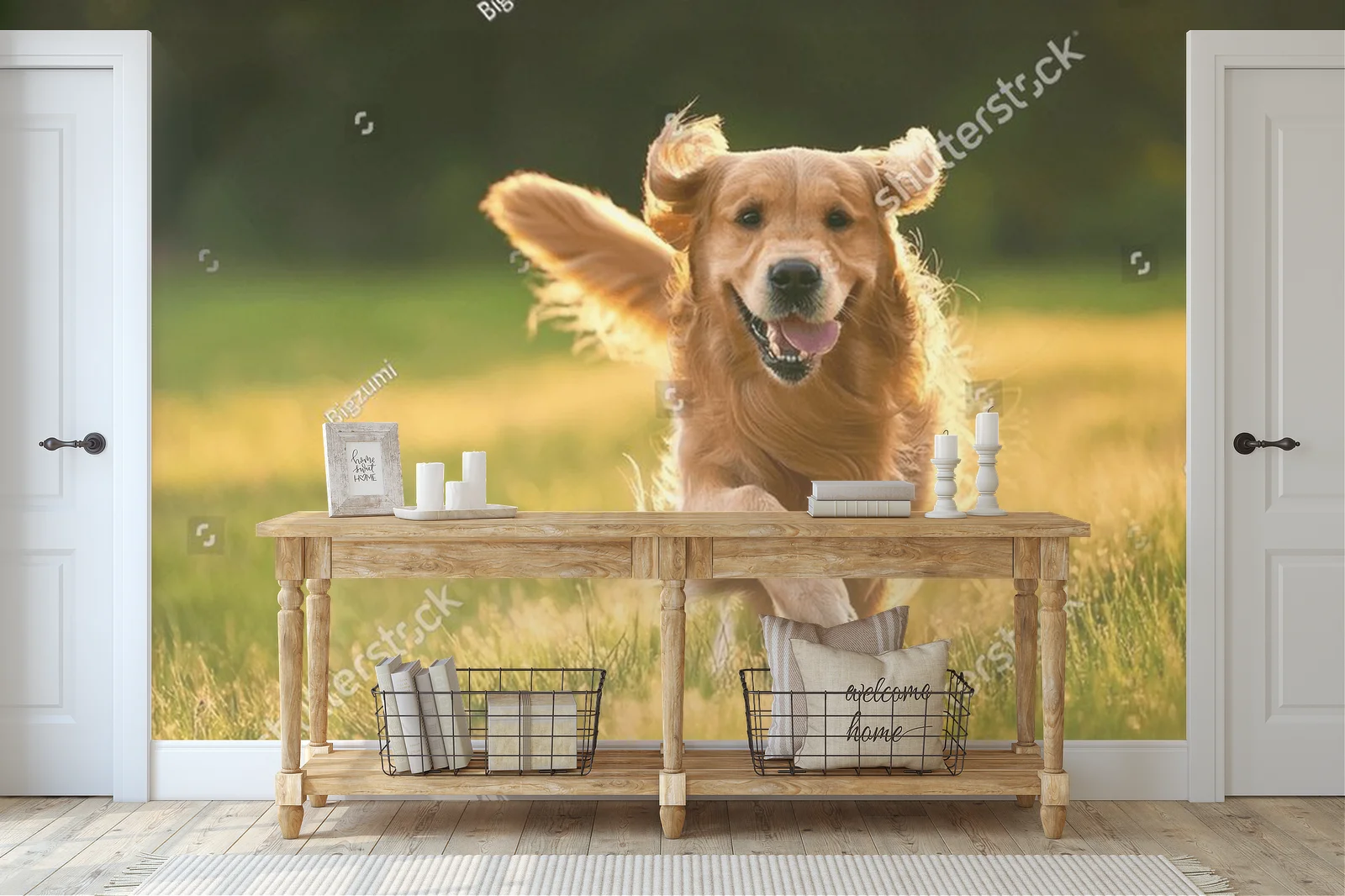 Radosny złoty retriever w sielankowych barwach