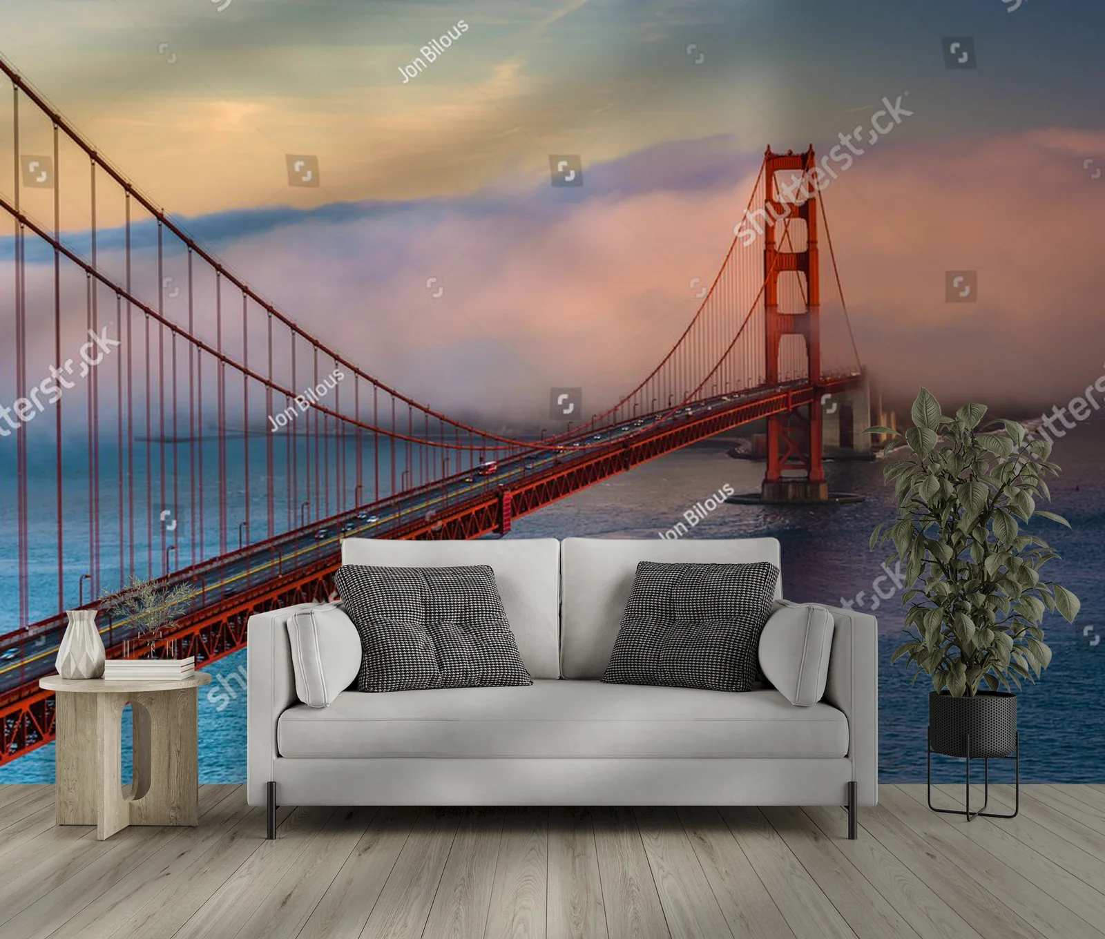 Zachwycający widok na most Golden Gate o zachodzie słońca