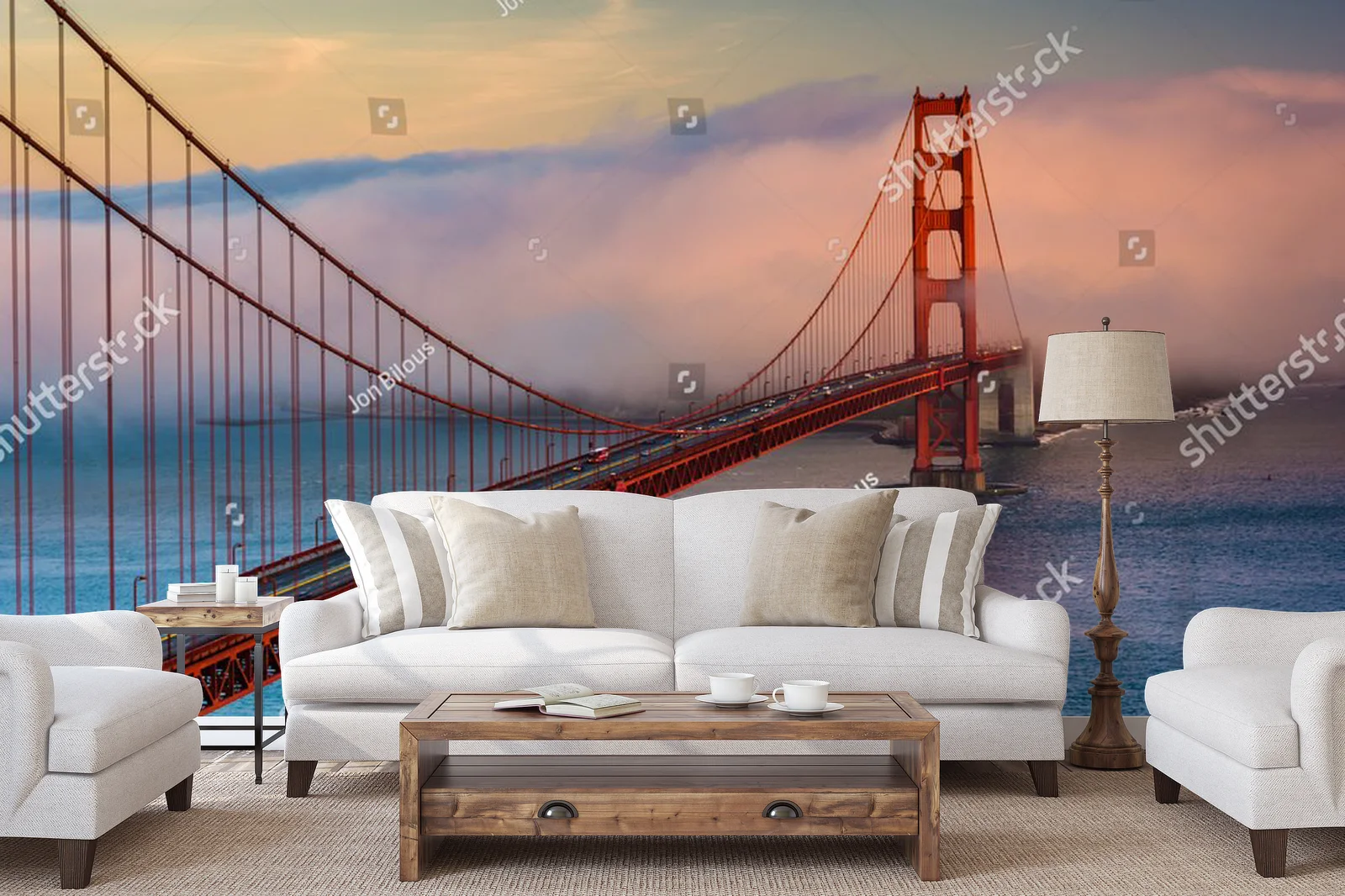 Zachwycający widok na most Golden Gate o zachodzie słońca
