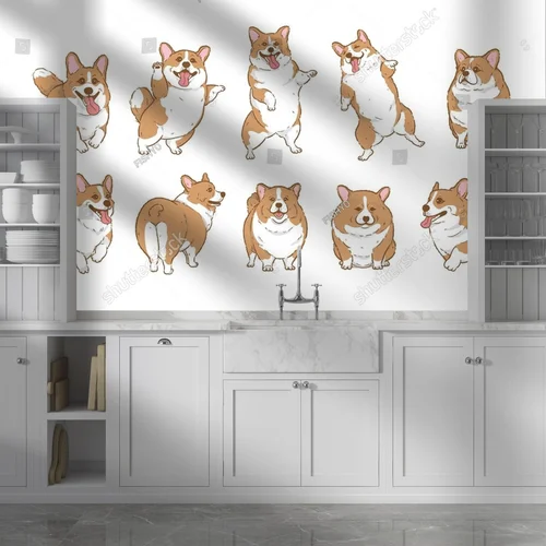 Urocze pieski corgi w wesołej kompozycji