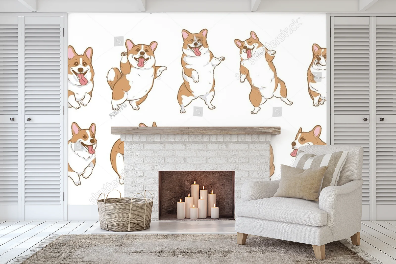 Urocze pieski corgi w wesołej kompozycji