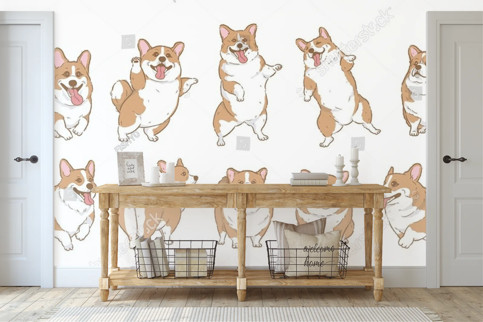 Urocze pieski corgi w wesołej kompozycji