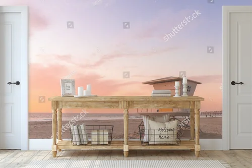 Zachód słońca nad ratunkową wieżą plażową
