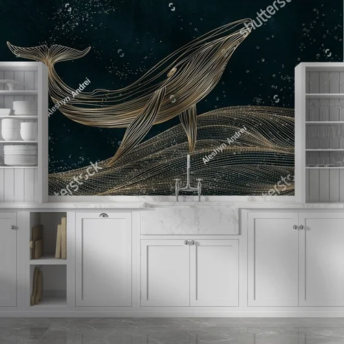 Wyrafinowana głębia oceanu w złotych liniach