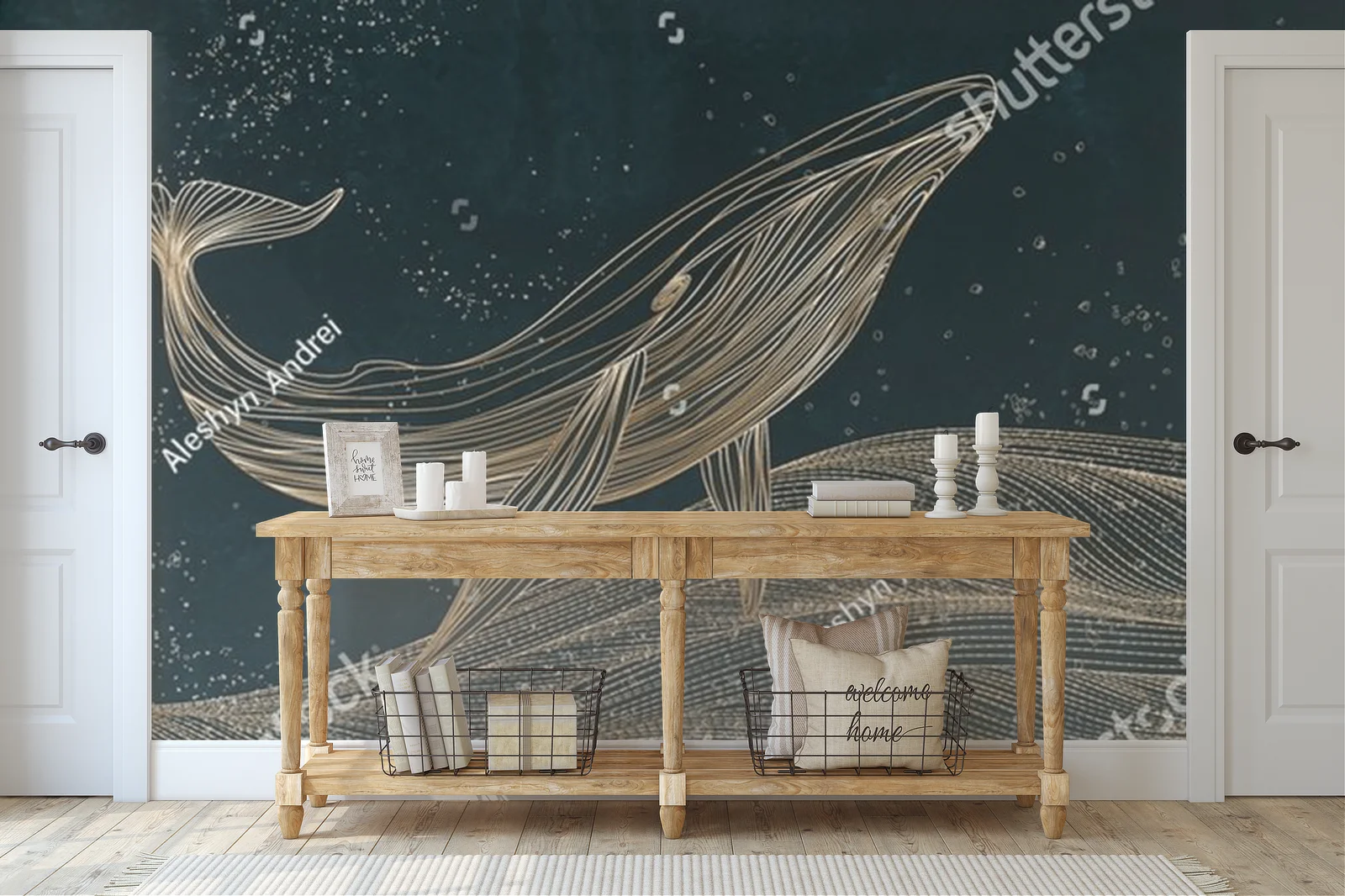 Wyrafinowana głębia oceanu w złotych liniach