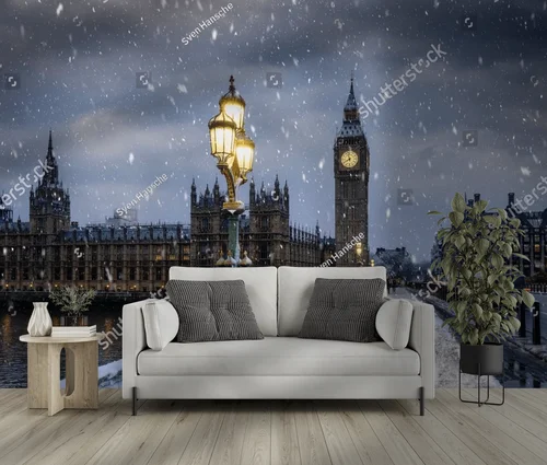 Zimowy widok Westminsterskiego Mostu w Londynie