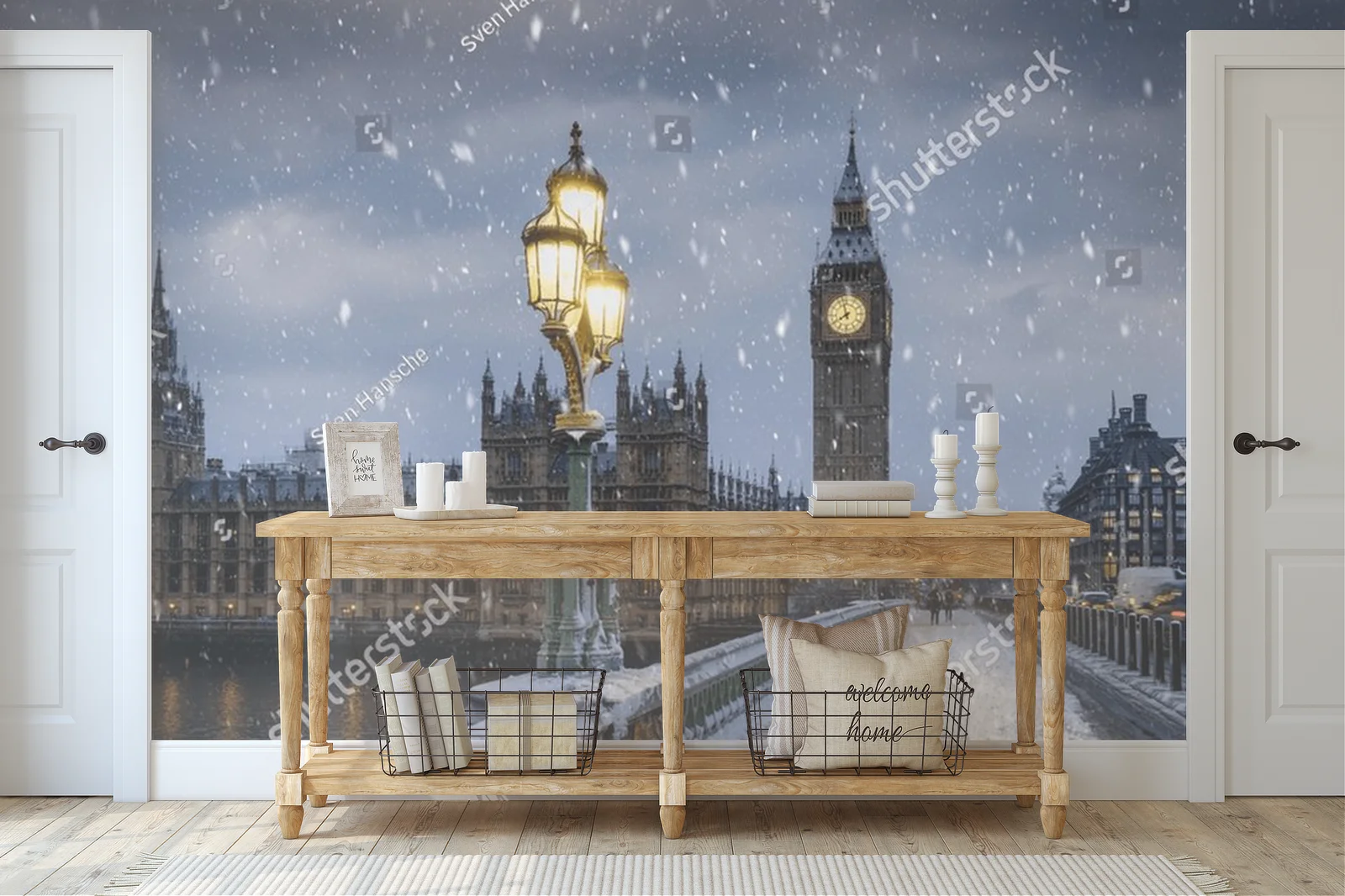 Zimowy widok Westminsterskiego Mostu w Londynie