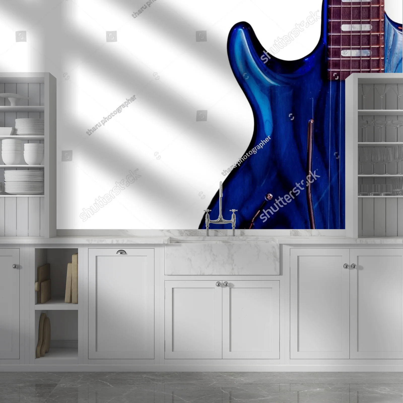Muzyczny świat gitar w eleganckiej bieli