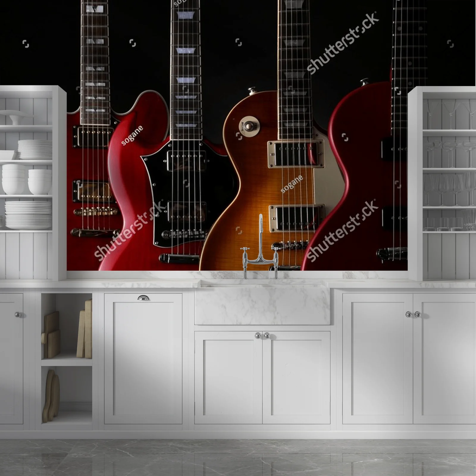 Energia elektrycznych gitar na czarnym tle