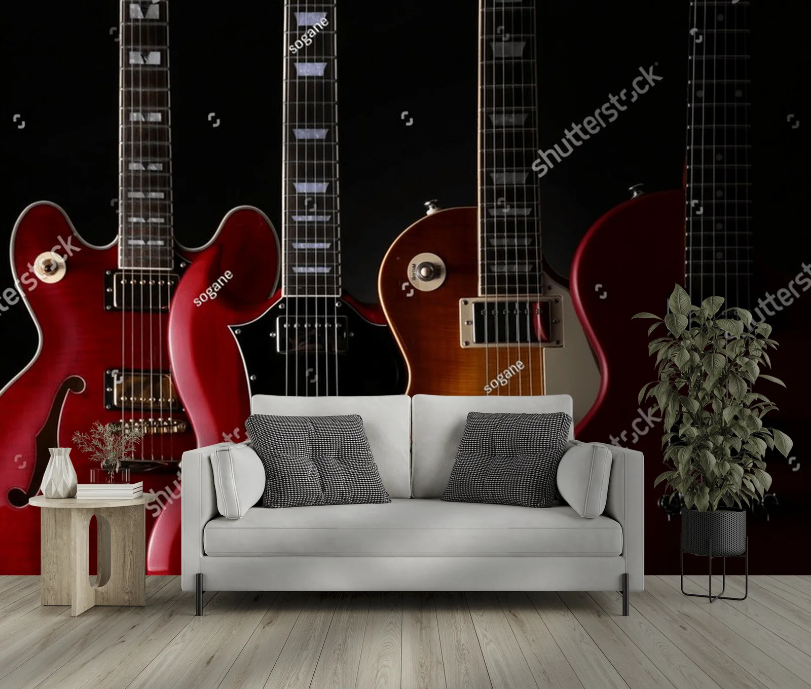 Energia elektrycznych gitar na czarnym tle