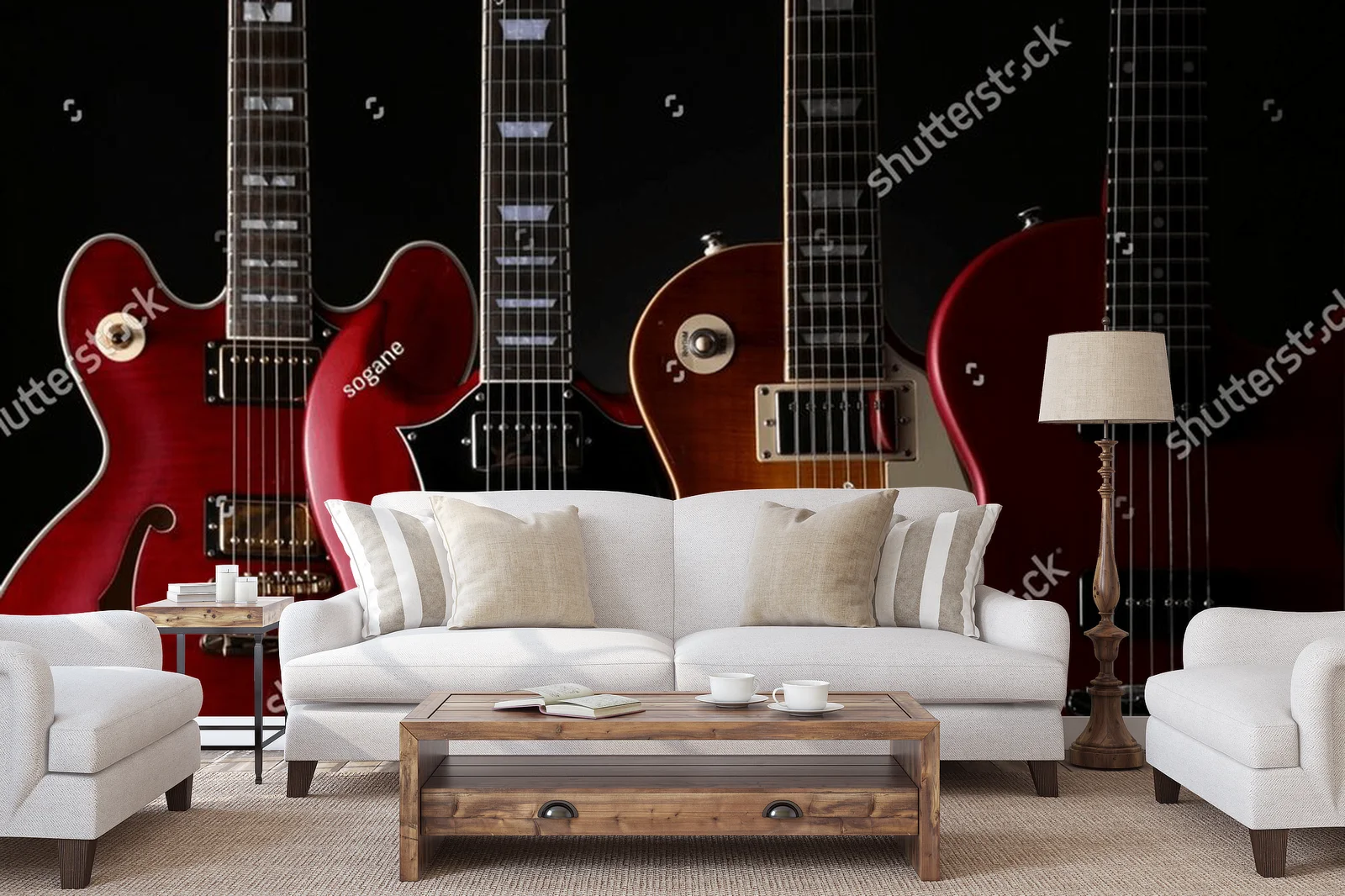 Energia elektrycznych gitar na czarnym tle